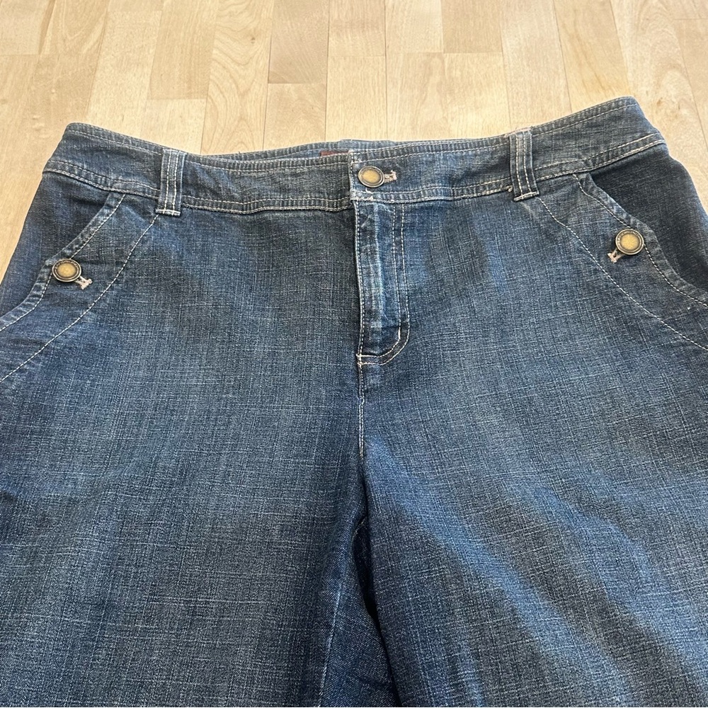Bandolino Jeans Women's 10 Bootcut Mid Rise Stretch Dark Wash Western Boho Flap - Picture 7 of 14